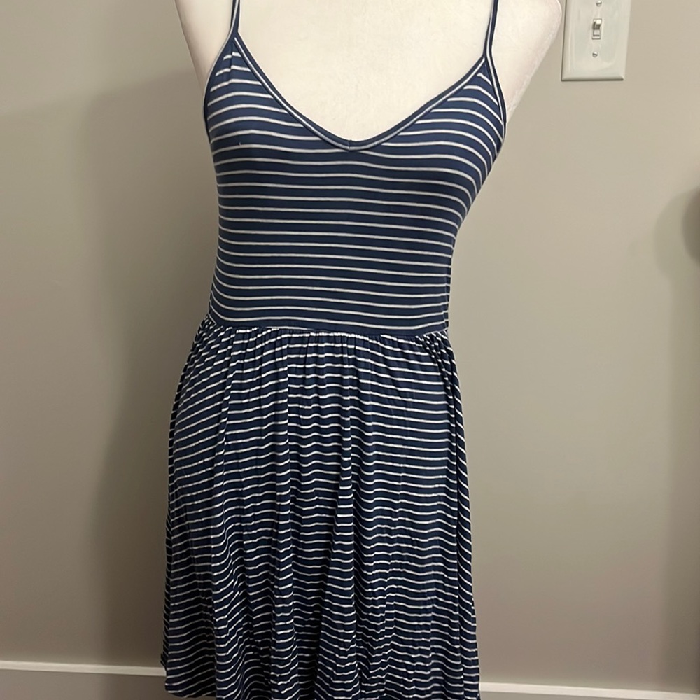 Blue striped halter dress